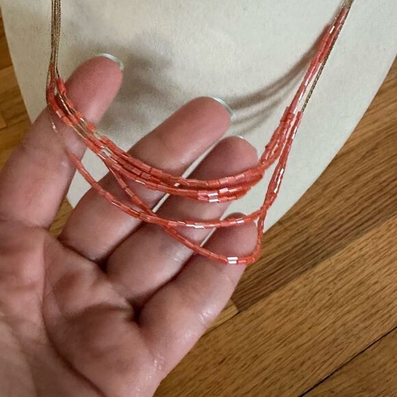 Gold sparkly beaded layered necklace - Picture 3 of 3